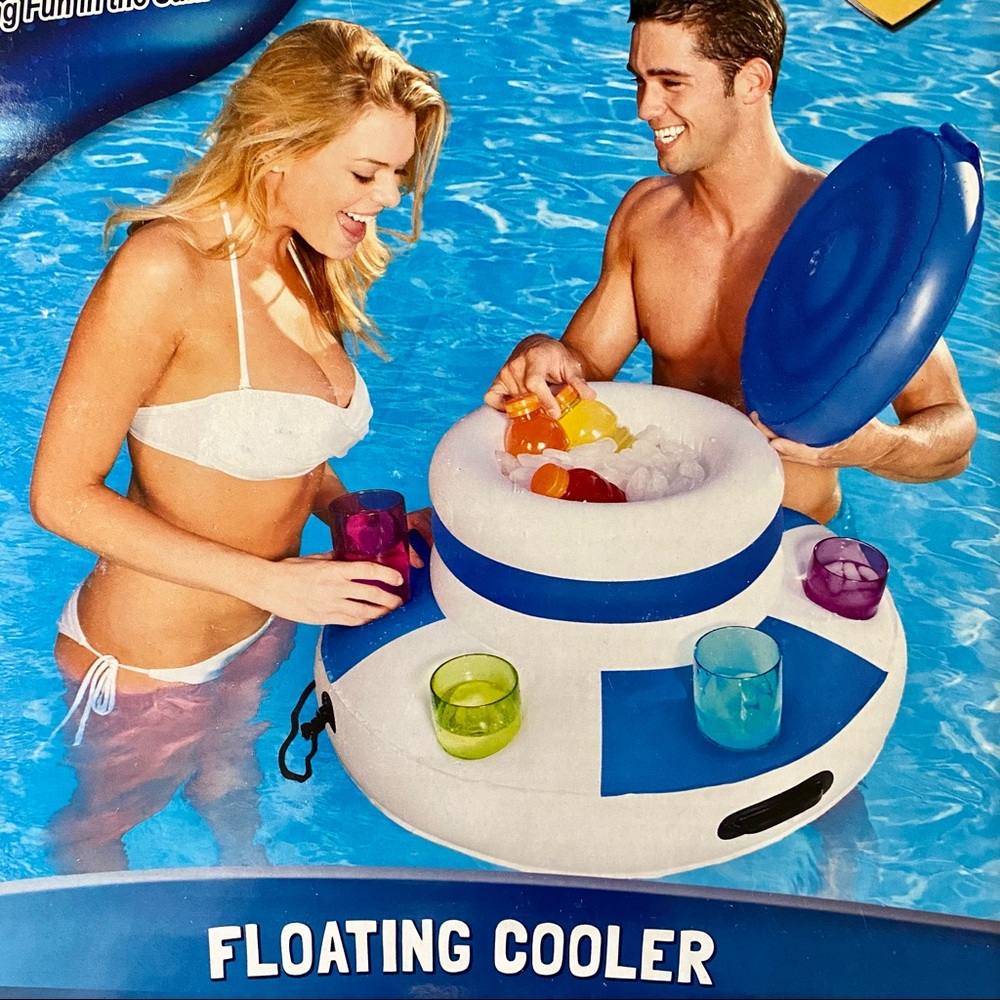 Floating Cooler - 6 Cup Holders, Sturdy Handles